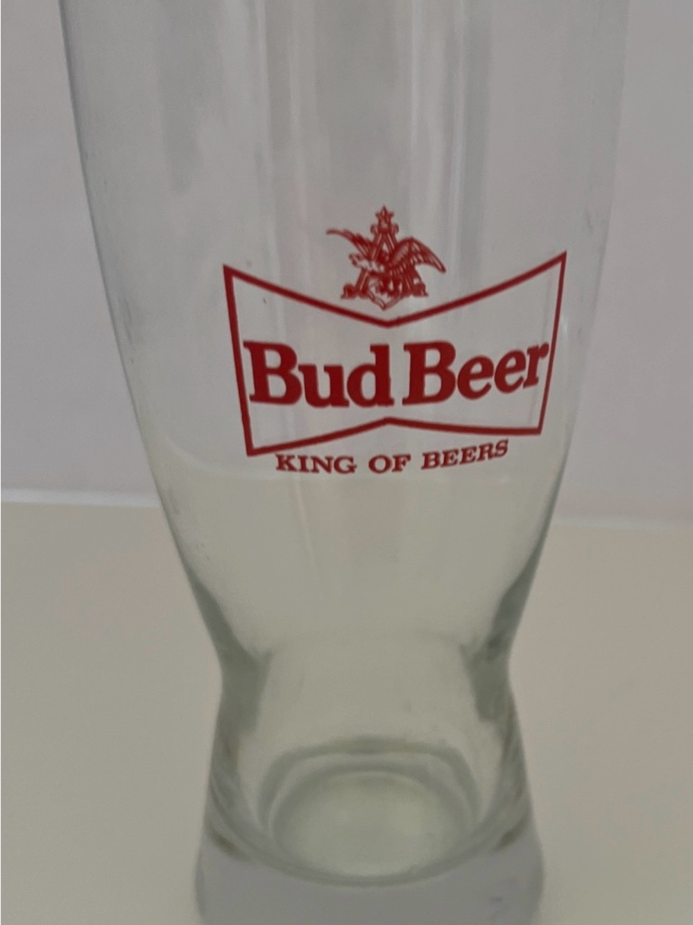 Budweiser Bud Beer Clear Glass with Red Logo
